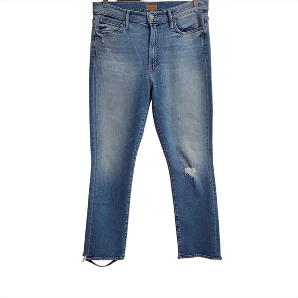 MOTHER Womens High Waisted Rascal Ankle Jeans 31 Love Gun Distressed Fra… - Picture 3 of 16